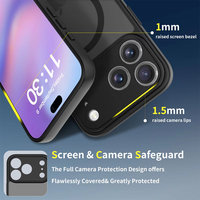 Coque de téléphone ATB durable noire semi-transparente pour iPhone 17 Pro Max, étui personnalisé avec anneau magnétique