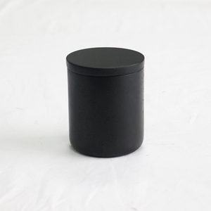 Récipient à bougie décoratif personnalisé en ciment béton noir mat avec couvercle - Product Image 6