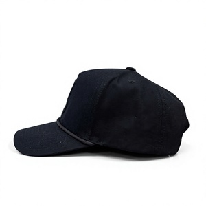 Gorra de Béisbol con Cuerda, Fabricada en Vietnam, Logotipo Personalizable, 5 Paneles, Visera Precurvada, Color Negro Sólido, para Uso Casual al Aire Libre para Adultos - Product Image 3