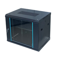 Armoire de serveur réseau murale 9U 19 pouces, porte en verre trempé noir, profondeur 450 mm