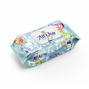 ผ้าเช็ดทำความสะอาดเด็กออลเดย์ เบบี้ ครีม 120 แผ่น นุ่ม ผลิตจากใยไผ่ ใช้แล้วทิ้ง ดูแลผิวเด็ก เหมาะสำหรับการเดินทาง ขายส่ง 80 ชิ้น - Product Image 1