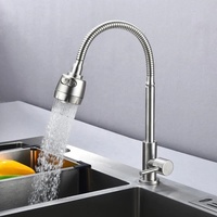 Robinet de cuisine froid à 360 degrés douchette double fonctions Robinet de cuisine en acier inoxydable 304ss Mélangeur d'évier