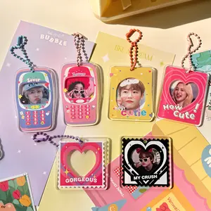 Porta-chaves acrílico personalizado para cartões fotográficos Kpop Photo Anime amuletos plásticos holográficos transparentes