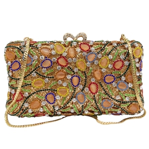 Women Novel Cat’s-Eye Crystal Evening Bag Floral Rhinestone Clutch Purse Removable <b>Chain</b> <b>Handbag</b> for New Year Dating - Product Image 4