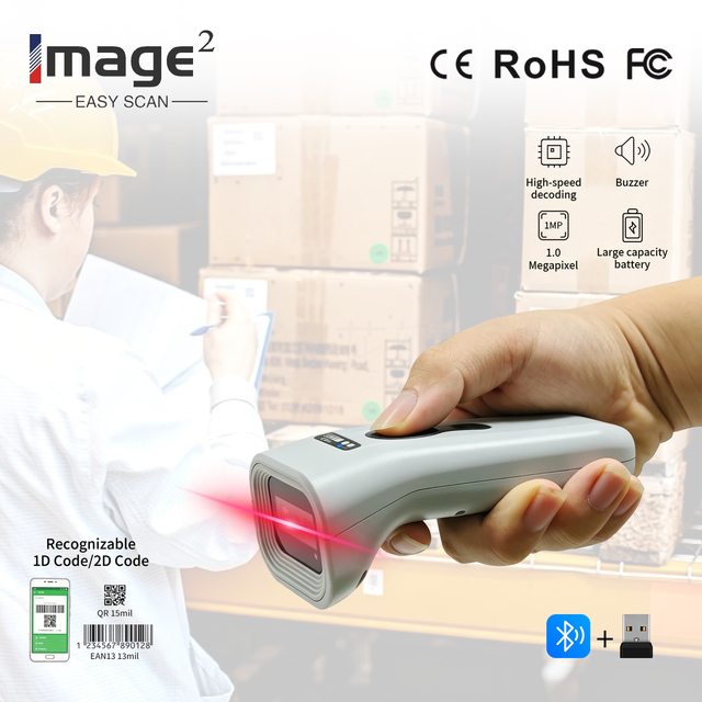 Mini 3-in-1 Barcode Scanner 1D/2D QR Code CMOS Sensor 2000mAh USB Portable Scanner with Large Capacity Battery for Phone Stock