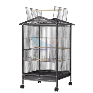 Cages pour perroquets de taille personnalisée en fil métallique noir avec roues - Product Image 2