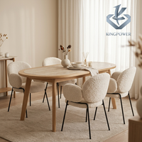 Fauteuil moderne en tissu crème avec base en métal noir, écologique, pour salle à manger et bureau à domicile