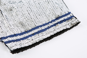 Women's <strong>Silver</strong> Blue Crop <strong>Top</strong> with <strong>Sequins</strong> Casual Short Crop <strong>Top</strong> for Fans Club Parties - Product Image 3
