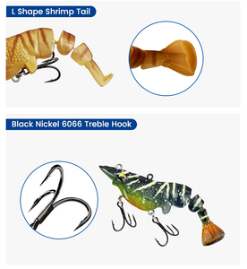 Hundimiento Multi-Sección Camarón 3D Luye Bait Cuco Segmentado Fibra Cola En Caja Mandarín Pescado Mero Abeja Cebo - Product Image 3