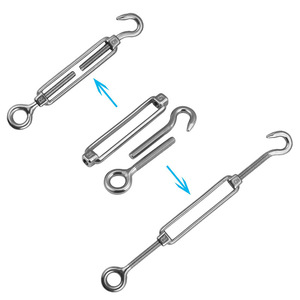 304 Stainless Steel Turnbuckle M12 Eye Hook Set For Wire <b>Rope</b> And <b>Chain</b> Tensioning General Industry Use - Product Image 1