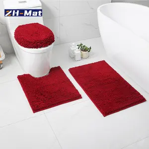 Custom Chenille Bath Mats 2 Pcs 3 Pieces 5 Pieces Anti-Slip Bathroom Rug Microfiber Bath Sets China Factory Sales Cheap Price