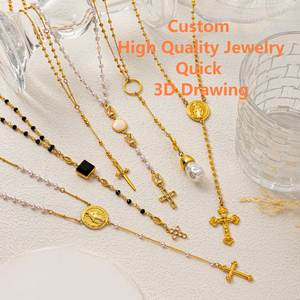 Joyería religiosa personalizada, collar con colgante <span class=keywords><strong>de</strong></span> circón <span class=keywords><strong>DE</strong></span> LA <span class=keywords><strong>Virgen</strong></span> <span class=keywords><strong>de</strong></span> <span class=keywords><strong>Guadalupe</strong></span>, collar con Cruz <span class=keywords><strong>de</strong></span> Rosario chapado en oro <span class=keywords><strong>de</strong></span> 14K <span class=keywords><strong>de</strong></span> María - Product Image 6
