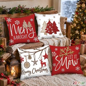 Lot de <span class=keywords><strong>4</strong></span> housses de coussin décoratives en tissu peau de pêche pour Noël, cadeaux du Père Noël, décorations de Noël, cadeaux de fête personnalisés - Product Image 2