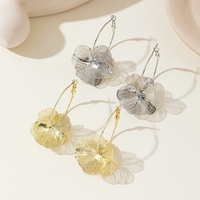 Boucles d'Oreilles Pendante Double Couche Dorées en Forme de Fleur Creuse pour Femme, Vintage, Cadeau de Bijoux à Porter au Quotidien