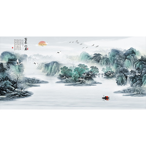 <span class=keywords><strong>Pintura</strong></span> Decorativa Enmarcada con <span class=keywords><strong>Paisaje</strong></span> de Montaña al Estilo Chino, <span class=keywords><strong>Pintura</strong></span> Moderna de Porcelana de Cristal para Decoración del Hogar - Product Image 5