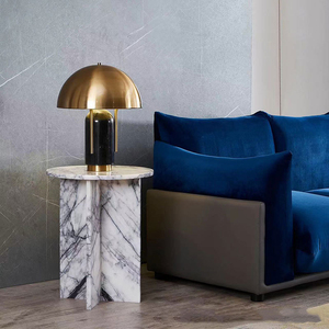 Table d'appoint ronde en marbre fleur table basse en marbre naturel blanc personnalisée en usine - Product Image 1