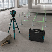 Niveau laser de qualité industrielle à faisceau vert avec trépied, alimenté par batterie au lithium, pour travaux de plancher surélevé et de réaménagement de bureaux