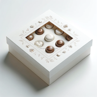 Boîte-cadeau rigide en papier artisanal en deux pièces fenêtre transparente pour Dessert pour biscuits Sushi chewing-gum gaufrage stratification mate