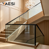 Rampe d'escalier en verre sans cadre en acier inoxydable pour appartement et villa, garde-corps en verre, main courante en verre