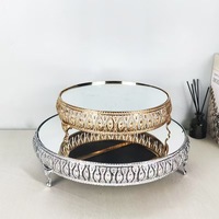 Support à gâteau moderne de luxe léger, de haute qualité, creux, doré, décoration de centre de table de mariage, présentoir à dessert, ensemble de 3 pièces