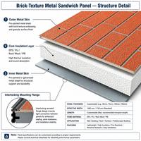 Panneaux muraux sandwich isolés imperméables et ignifuges en polyuréthane PU, panneaux de bardage métallique, mur extérieur 16/20/30 mm