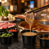 Gobelets à sauce en plastique PET transparent, contenants à sauce jetables avec couvercles pour l'emballage de plats à emporter
