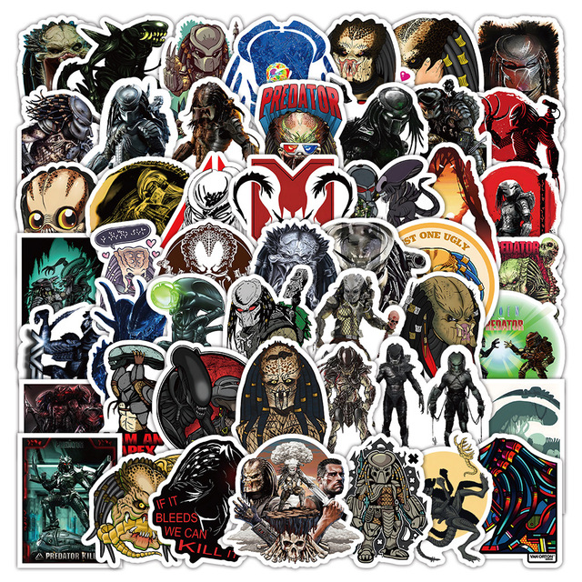53PCS USA War Themed Alien Hunter Depredador Movie Predator Sticker