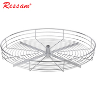 Ressam 360 Panier tournant pour cuisine, organisateur d'angle magique Lazy Susan, armoire à 2 étagères, paniers de rangement en fil métallique