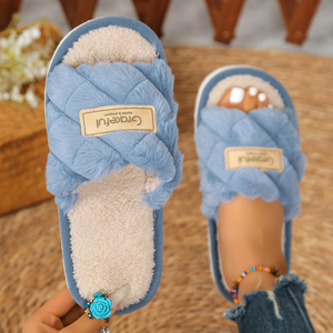 Nouveaux produits en gros, pantoufles à semelle EVA, ouverture Mao Mao, doublure en peluche, pantoufles douces en peluche, style tendance en gros - Product Image 5