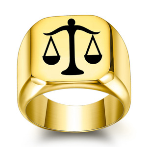 Anillo cuadrado con constelación de Libra, 18 mm, oro amarillo, regalo de joyería de moda para mujer - Product Image 1