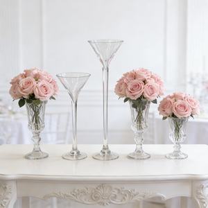 <span class=keywords><strong>Vase</strong></span> en verre soufflé Art Déco de haute qualité, transparent, pour décoration de <span class=keywords><strong>mariage</strong></span>, porte-bougie, coupelle à bougies, centre de table - Product Image 6