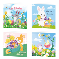 2025 Nouveau Design 8PCS 5D Pâques Diamant Peintures Voeux D'anniversaire Comprend Texte