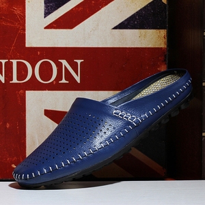 Chaussons décontractés <span class=keywords><strong>pour</strong></span> hommes en cuir de vache brut, à bout ouvert, mocassins, chaussures en cuir véritable <span class=keywords><strong>pour</strong></span> l'extérieur, vente chaude - Product Image 5