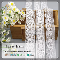 Dentelle en crochet florale blanche 100 % coton écologique vintage pour la confection de robes, sacs, textiles de maison, mode bohème