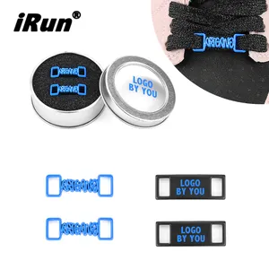 IRun Shoelace Charm Custom Zinc Alloy Blank Dubraes Print logo Shoelace Charm Shoe <strong>Laces</strong> Lock Sneaker Shoelace Metal <strong>Tag</strong> - Product Image 1