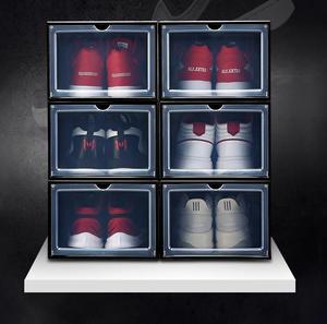 Sneakers Box Hardened plastic shoe box Stackable Cabinet Storage Box high-top Dustproof shoes organizers Shoe Rack