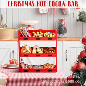 Estante de almacenamiento de dulces y aperitivos navideños, estante de madera de 3 niveles, mesa de exhibición de postres multiusos, almacenamiento de sobremesa para fiesta de Navidad - Product Image 2
