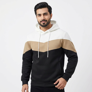 Sudadera con capucha personalizada para hombre con bolsillo de contraste pronunciado, 3 paneles bordados, 100% algodón, forro polar. - Product Image 1