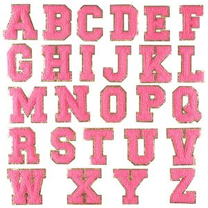 Hot Sale Cheap 5.5cm/8cm <b>Glitter</b> Gold Edge Colorful Embroidered Letter Chenille Patches - Product Image 2