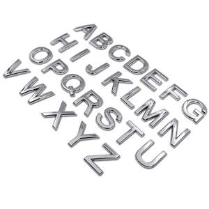 Cheap Wholesale Custom <strong>Sliver</strong> 3d Plastic Alphabet Badge <strong>Chrome</strong> Car Letters Numbers Logo Stickers - Product Image 3