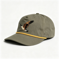 Casquettes Snapback Rétro en Corde, Casquettes de Baseball en Nylon Brodé Personnalisé Mallard, Casquettes de Pêche d'Extérieur Non Structurées, Casquettes Trucker Ajustables