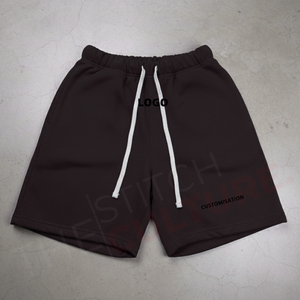 Shorts de sport pour hommes en coton de haute qualité, unis, avec logo brodé personnalisé, surdimensionnés - Product Image 2