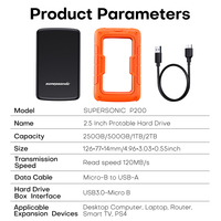 Supersonic USB 3,0 PHDD 500GB 2,5 Pulgadas Portátil Externo 1TB Discos Duros Hdd
