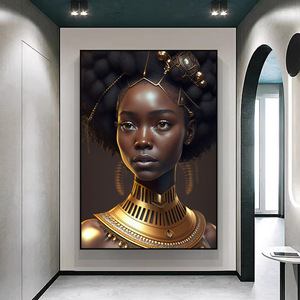 Peinture murale sur toile moderne avec impression de femmes africaines noires et magnifiques, peinture à l'huile encadrée, art mural de fille sexy - Product Image 2