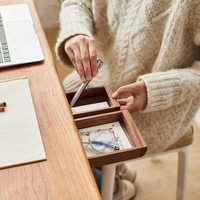 Organisateur de tiroir sous bureau en bambou avec adhésif 3M et rail de glisse fluide, boîte de rangement dissimulée pour accessoires de bureau et de maison
