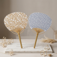 FAREA Éventail en papier de bambou blanc vierge, écologique, de style chinois, avec technique de sculpture, pour décoration de mariage et fêtes