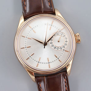 41mm Minimalist Automatic Mechanical Unisex <b>Watch</b> 904L Steel Gold Bezel <b>Black</b> Dial Stainless Steel <b>Leather</b> Strap ETA Movement - Product Image 3