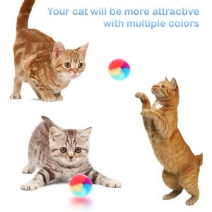 KALIONE 30 Pcs Soft Plush Cat Ball 1.2 Inch Rainbow Fuzzy Kitty Toy Balls For Cats Boredom Buster - Product Image 3