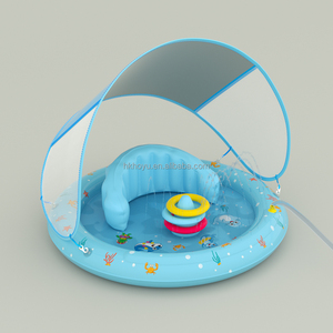 Alfombra Inflable para Bebés con Anillos Apilables, Alfombra de Juego con Toldo y Respaldo para Niños Pequeños, Jardín, Playa, Patio Trasero - Product Image 4