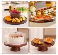 Akazienholz-Kuchenständer mit Acryldeckel und Magnetfuß - Kreative Abnehmbare Servierplatte für Partys & Küchendesserts